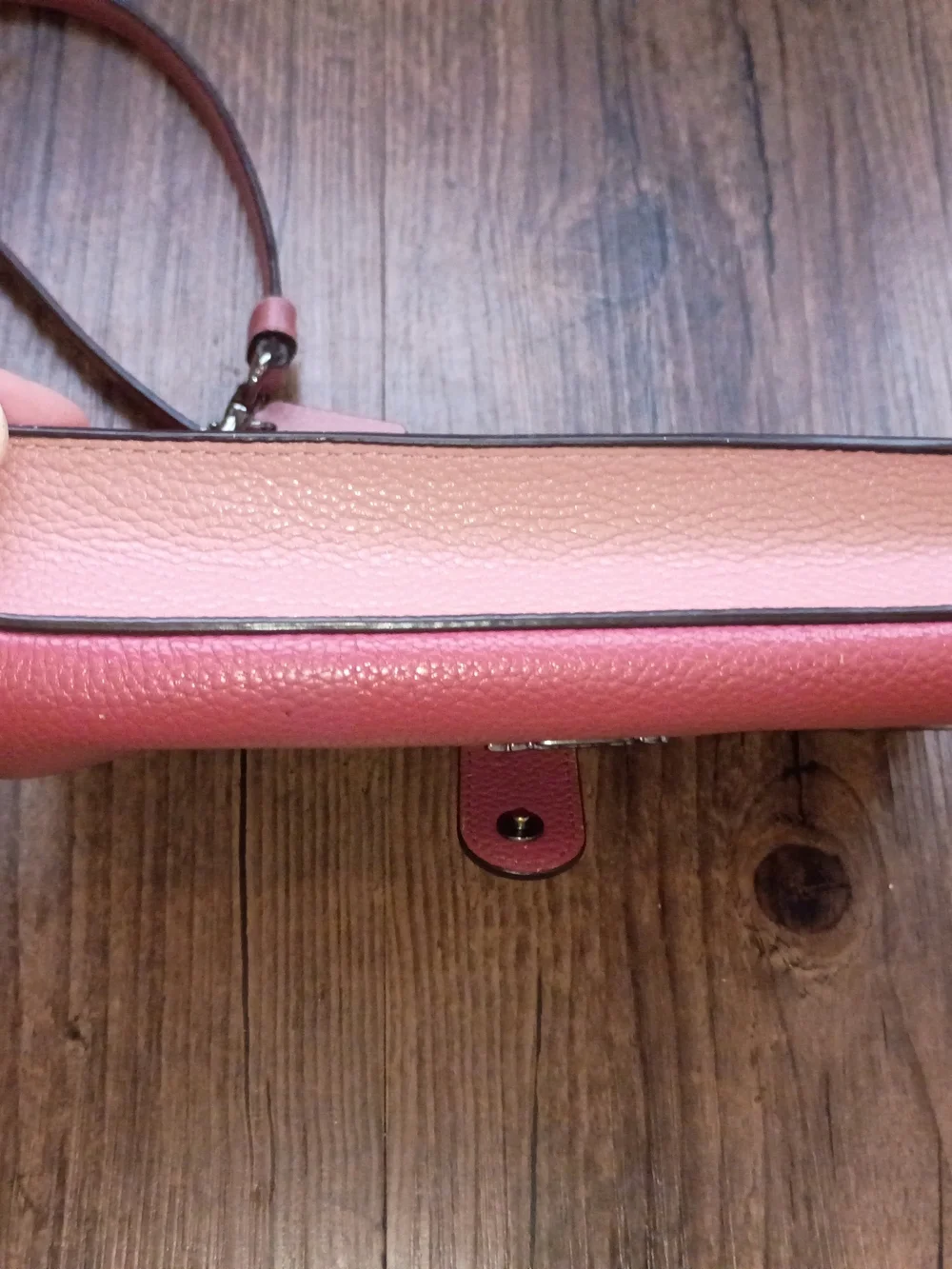 Coach Two-Toned Pink Pebbled Leather Crossbody Wallet